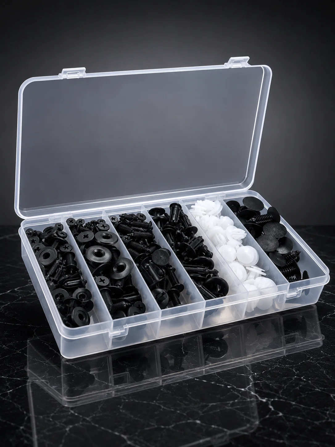 Profesyonel Oto Klips Tamir Seti 6 Farklı Model Plastik Sabitleme Pimi Organizer Kutulu