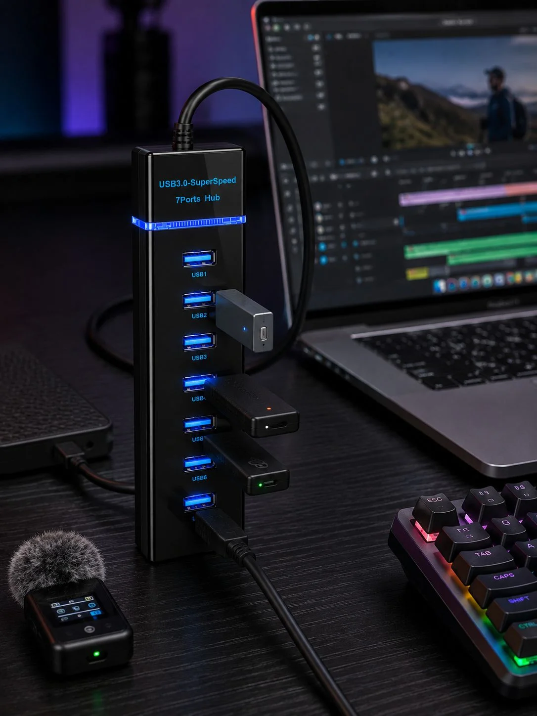7 Port USB 3.0 Çoklayıcı Hub 5Gbps Veri Aktarım Adaptörü