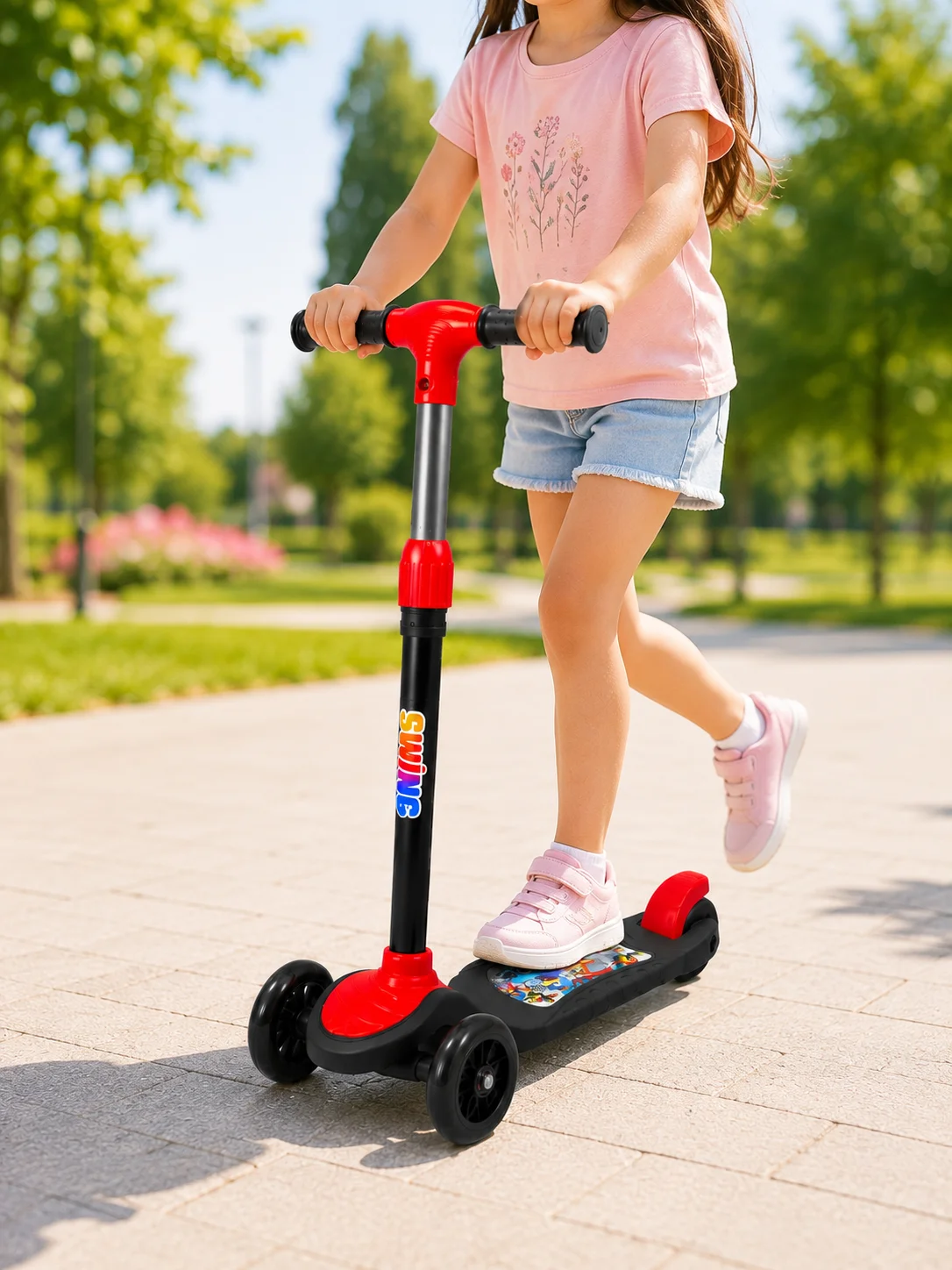 Çocuk Scooterı 3 Tekerlekli Denge Destekli Ayarlanabilir Gidonlu Çocuk Skuteri
