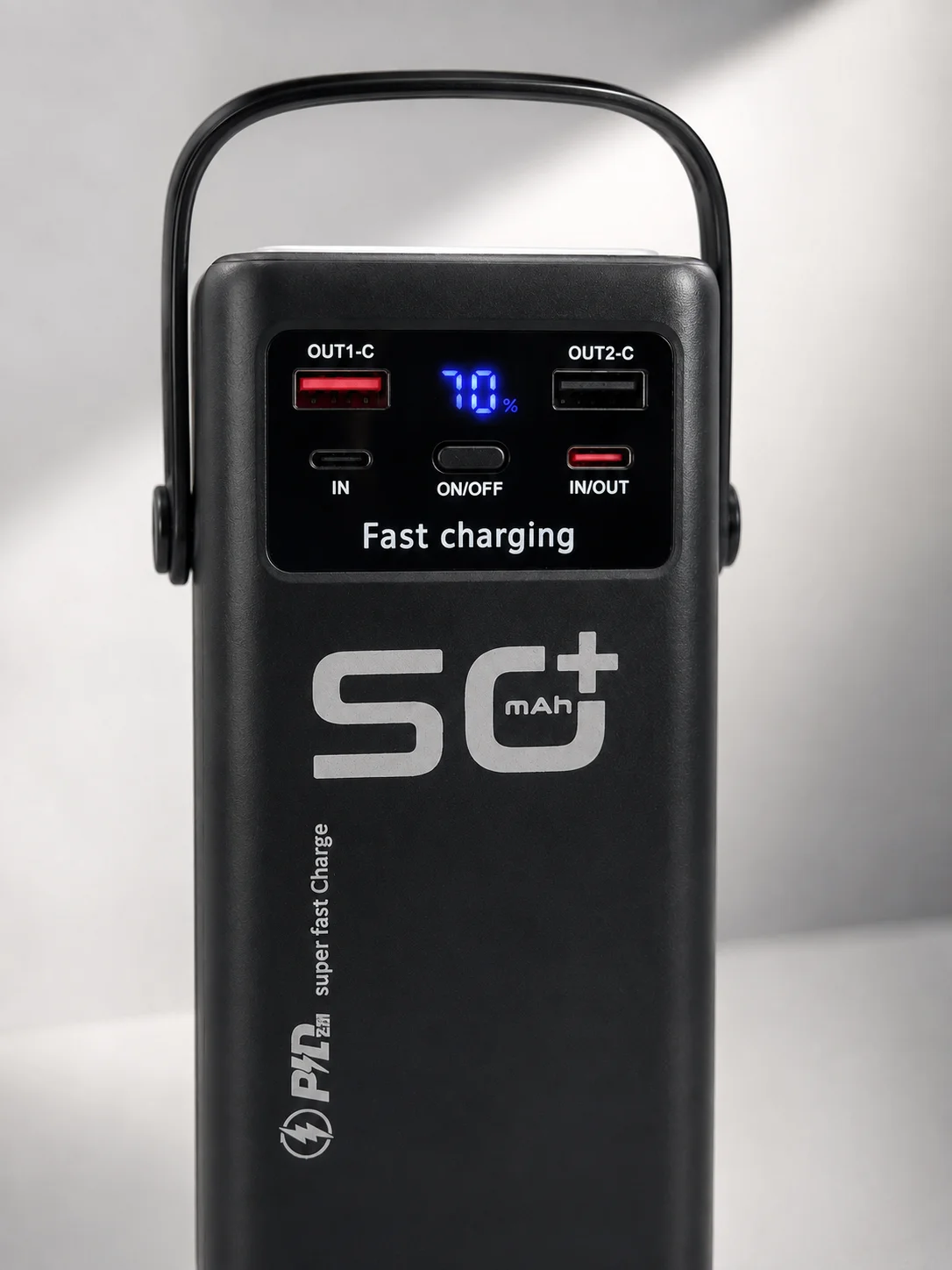 Yüksek Kapasiteli 50.000 mAh Powerbank 22,5 W Hızlı Şarj 4 Dahili Kablo LED Aydınlatma