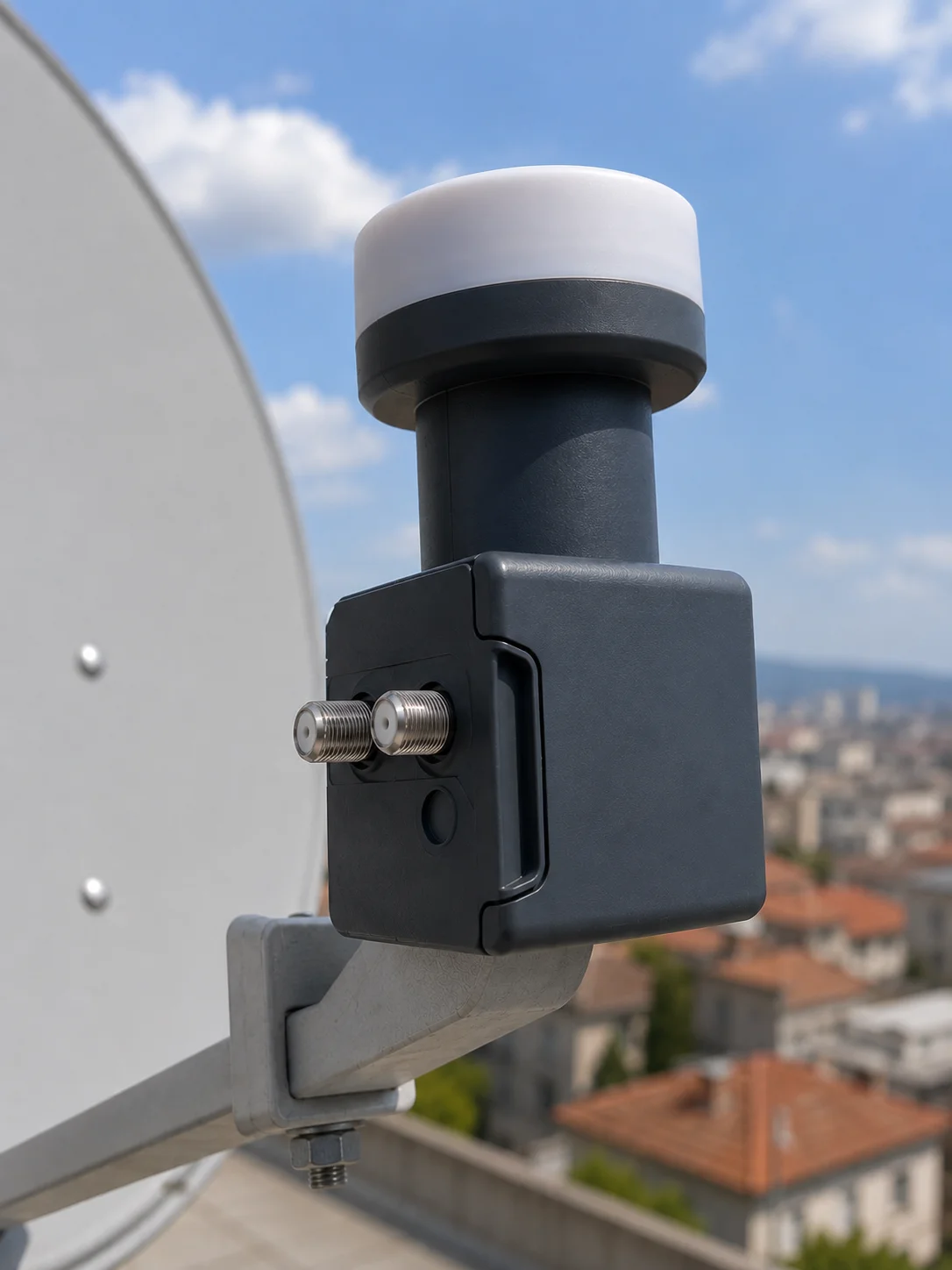 4K Ultra HD Twin LNB Çift Uydu Çıkışlı Ku Band Çanak Anten LNB 0.1 dB