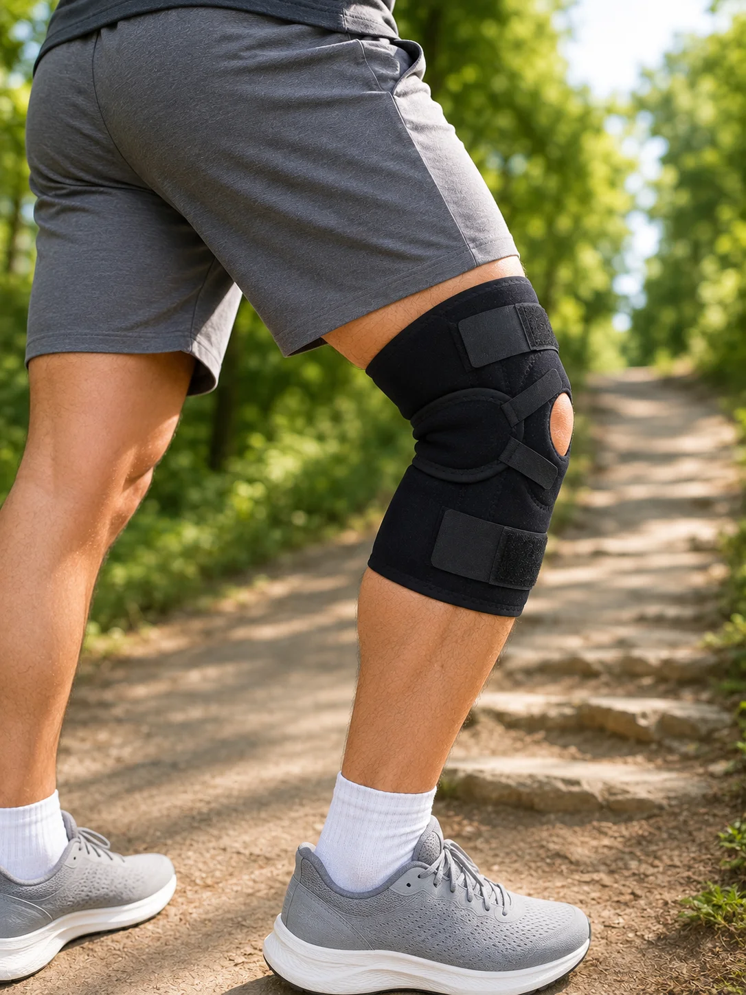 Ligamentli Dizlik Açık Patella Yan Destekli Ayarlanabilir Bantlı Sporcu Dizliği