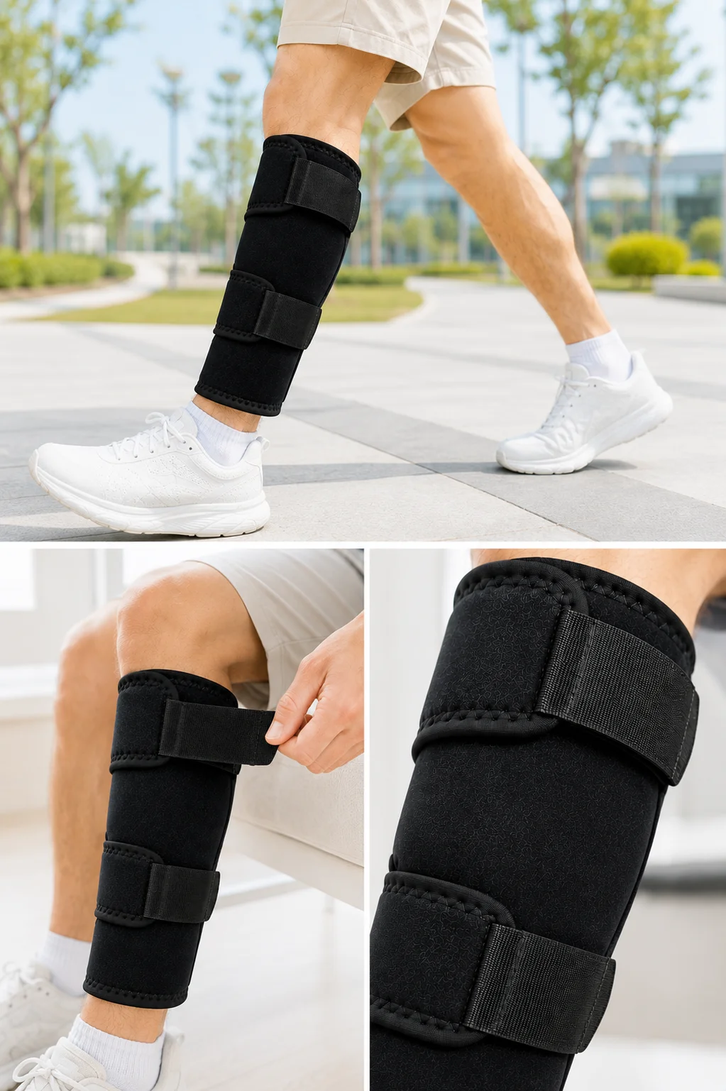 Alt Baldır Destekliği Çift Sabitleme Bantlı Ayarlanabilir Spor Baldırlığı
