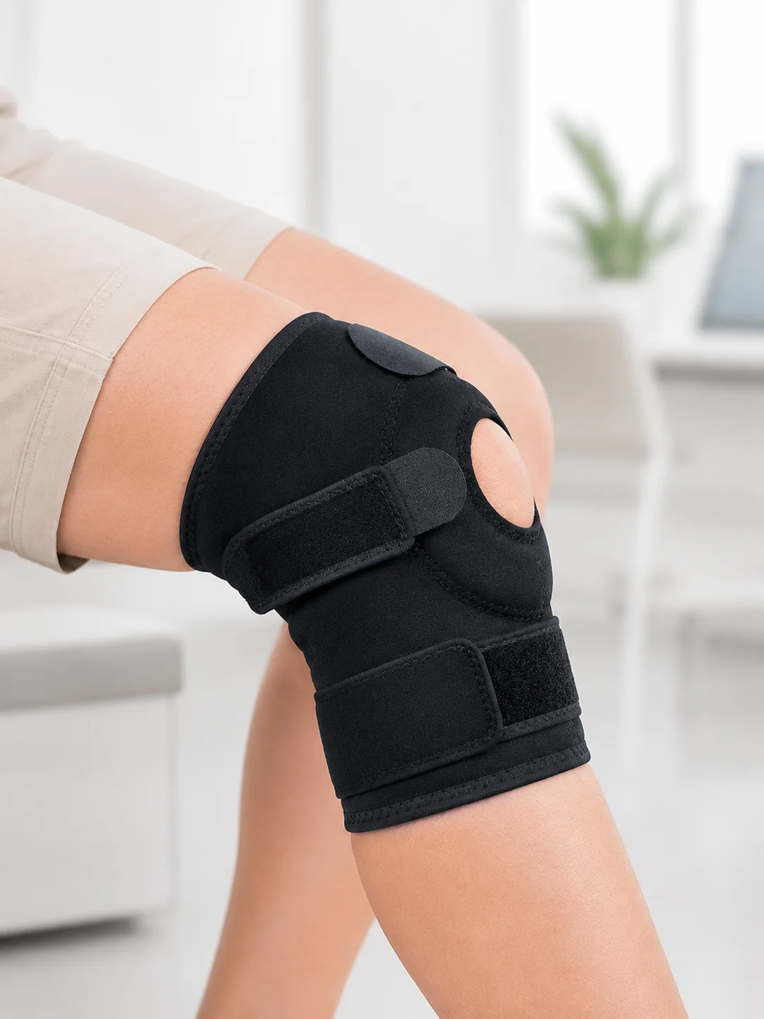 Ligamentli Diz Desteği Kısa Dizlik Ayarlanabilir Cırtlı Açık Patella Tasarım