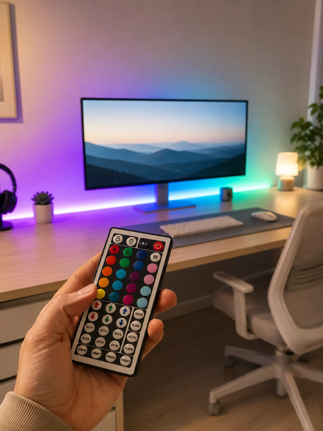 RGB Şerit LED 5 Metre 5050 SMD Kumandalı Çok Renkli Ev Oda TV Arkası Dekoratif Aydınlatma