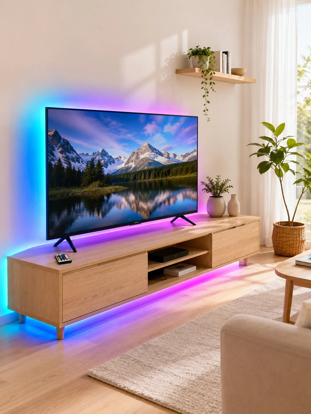 5 Metre RGB Şerit LED 2835 SMD 54 LED/M Uzaktan Kumandalı Dekoratif Aydınlatma
