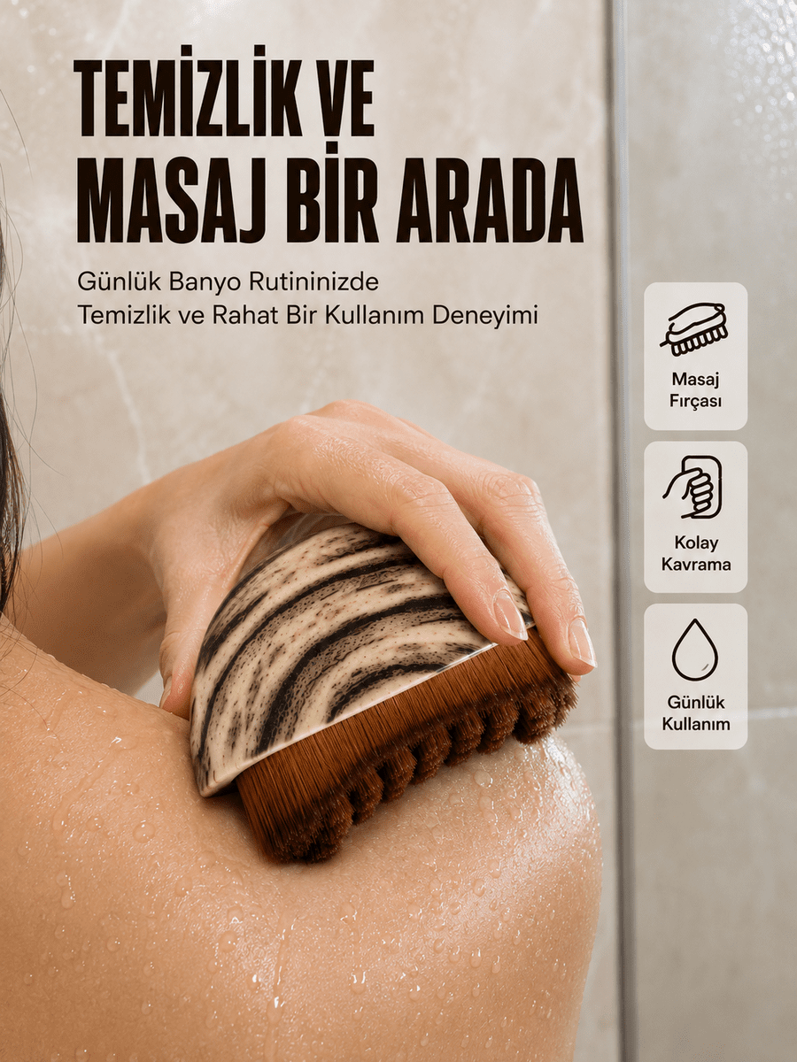 Vücut Temizleme Fırçası Ergonomik Elde Tutulan Yumuşak Kıllı Masaj Fırçası
