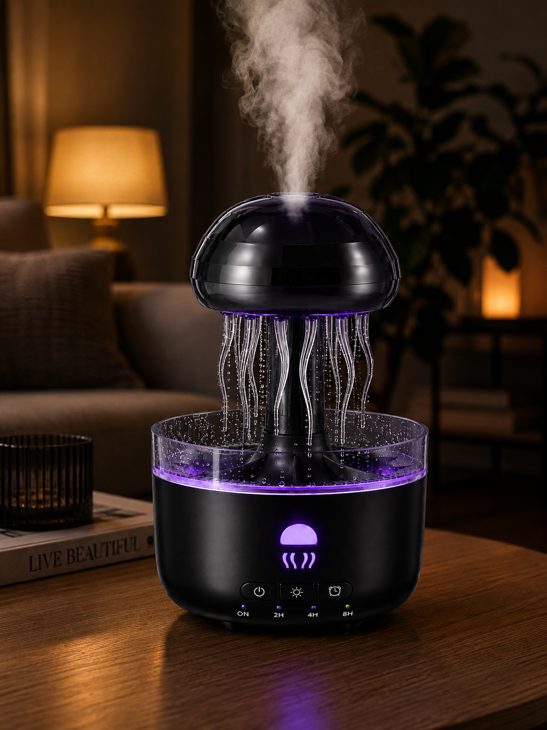 Dekoratif Denizanası Efektli Hava Nemlendirici RGB Gece Lambalı Ultrasonik Buhar Cihazı