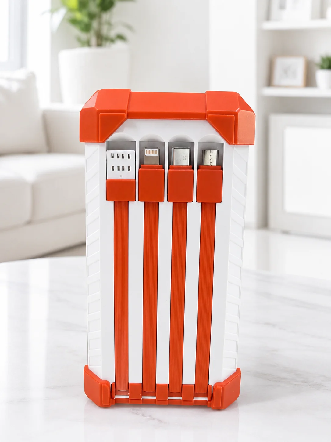 60000 mAh Yüksek Kapasiteli Powerbank 22.5W Hızlı Şarj 4 Entegre Kablolu Dijital Göstergeli Taşınabilir Şarj Cihazı