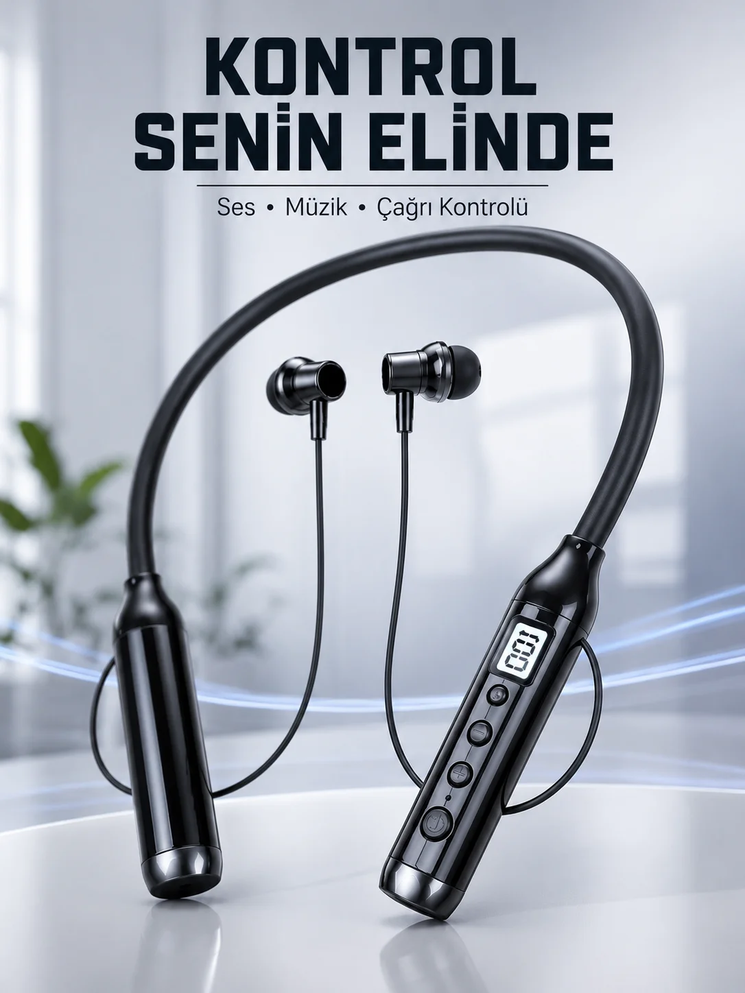 Uzun Kullanım Süreli Bluetooth Kulaklık Boyun Bantlı Mikrofonlu 600 Saat Müzik Süreli Ses ve Çağrı Kontrollü Kablosuz Kulaklık