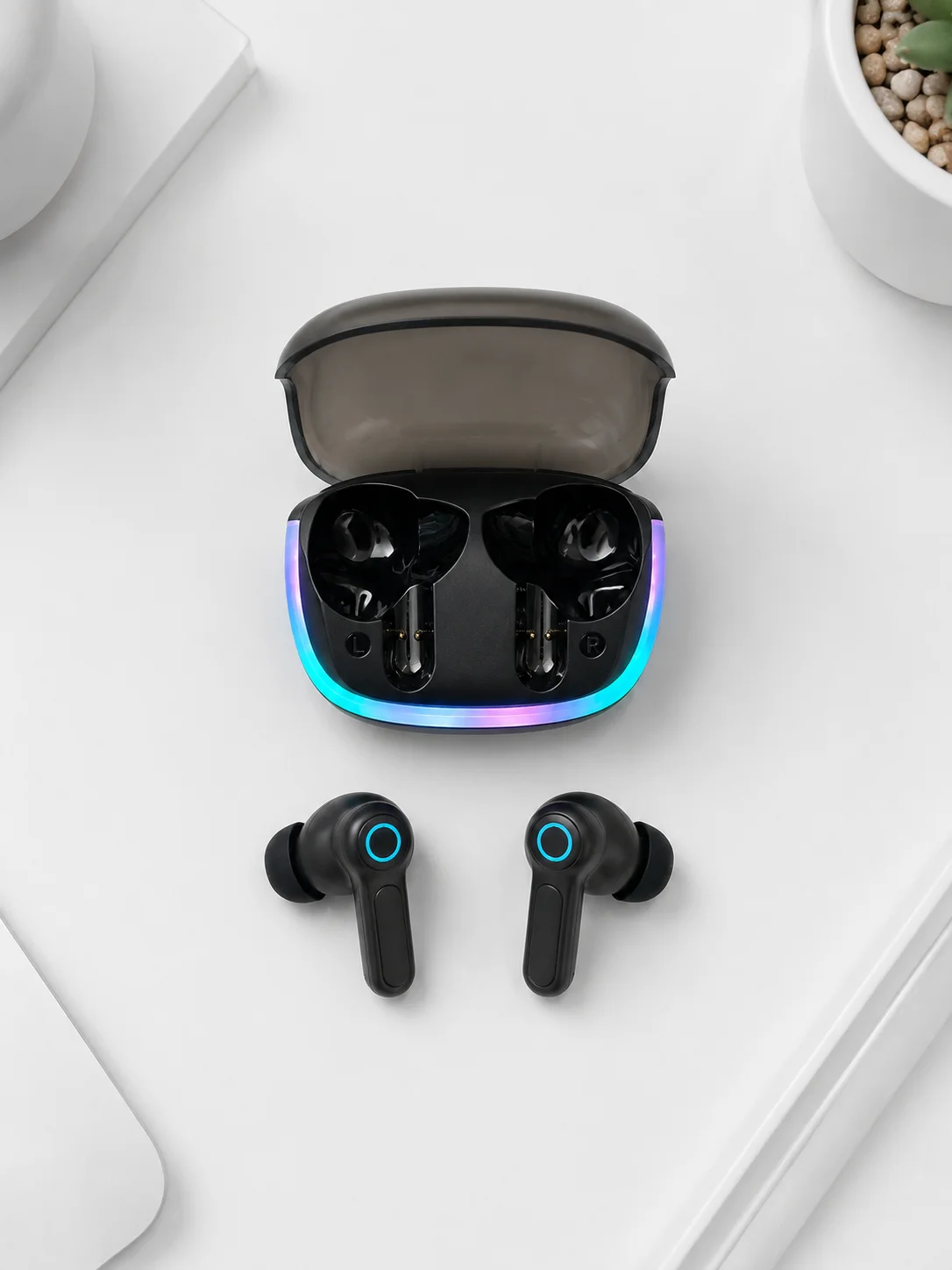 RGB Şarj Kutulu TWS Kablosuz Kulaklık Bluetooth 5.4 HD Voice Type-C Şarj Destekli