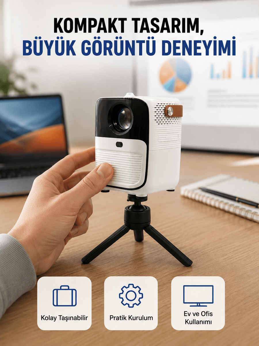 Android Sistemli Mini Projektör – Uygulama Destekli Akıllı Kullanım Yeni Nesil