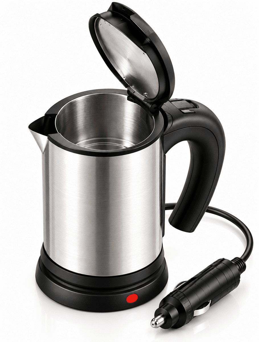 Otomobilde Kullanıma Uygun 12V Çakmak Soketli Paslanmaz Çelik Pratik Su Isıtıcı Kettle