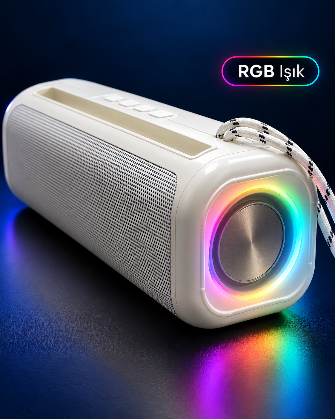 USB ve TF Kart Destekli Kablosuz Hoparlör Bluetooth Bağlantılı RGB Işıklı Tasarım