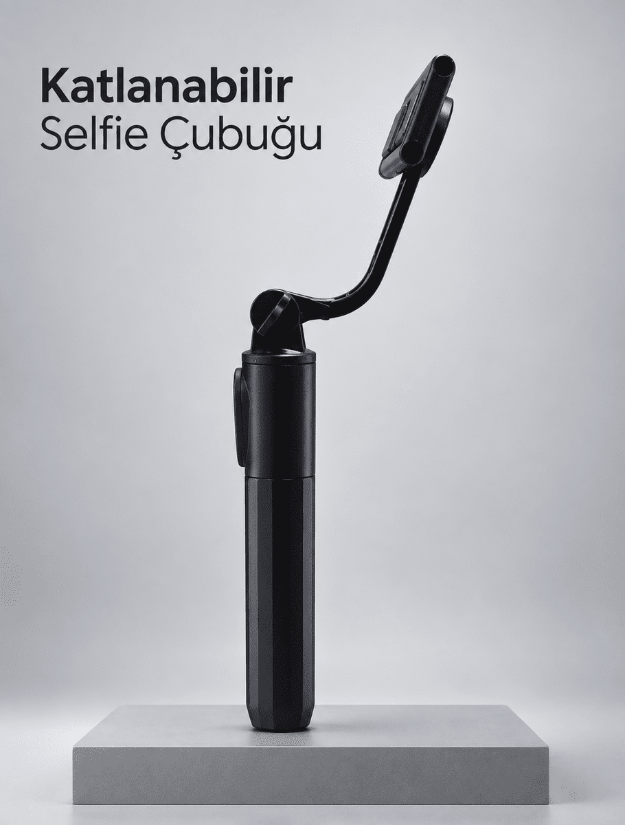 Uzaktan Fotoğraf Çekimi İçin Döndürülebilir Telefon Tutuculu Selfie Çubuğu