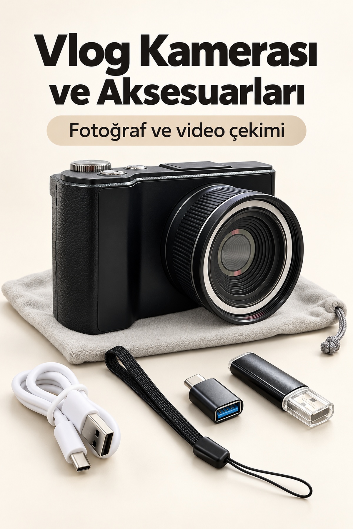 Otomatik Odaklamalı Dijital Fotoğraf Makinesi 4K Video ve Fotoğraf Çekimi