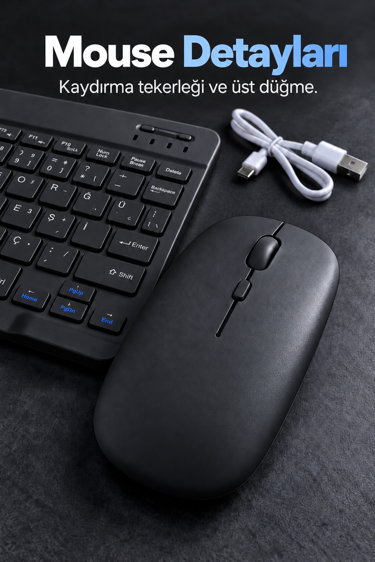 Beyaz Klavye Mouse Seti USB Alıcılı Kablosuz Bağlantı
