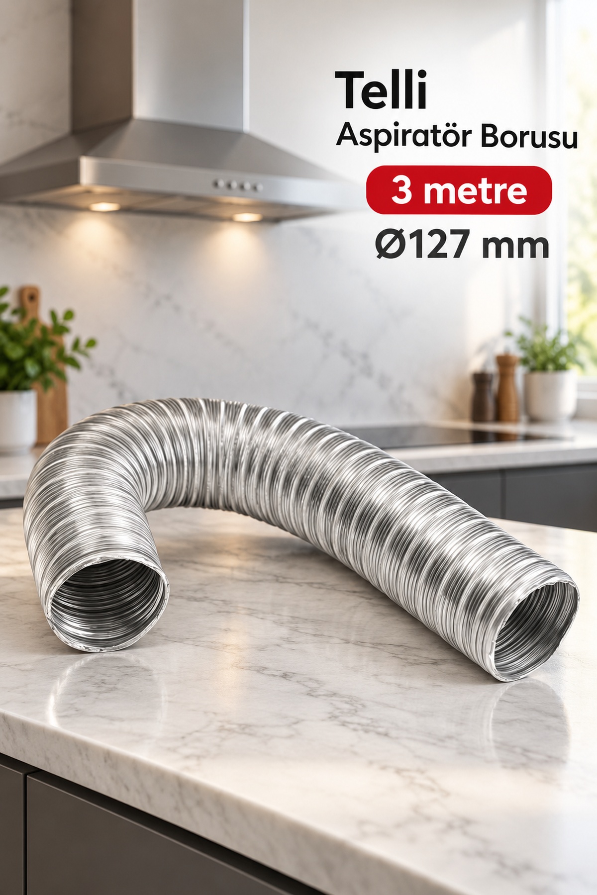 Aspiratör İçin 3 Metre Telli Boru 127 mm