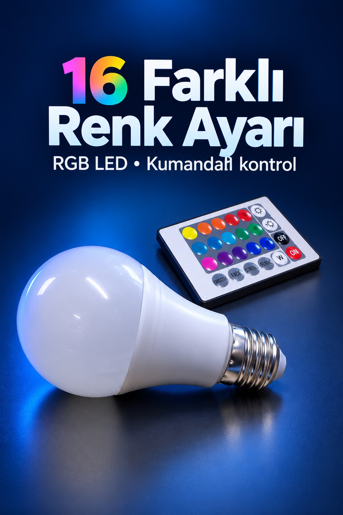 Renkli LED Ampul Kumandadan Beyaz Işık Seçimli
