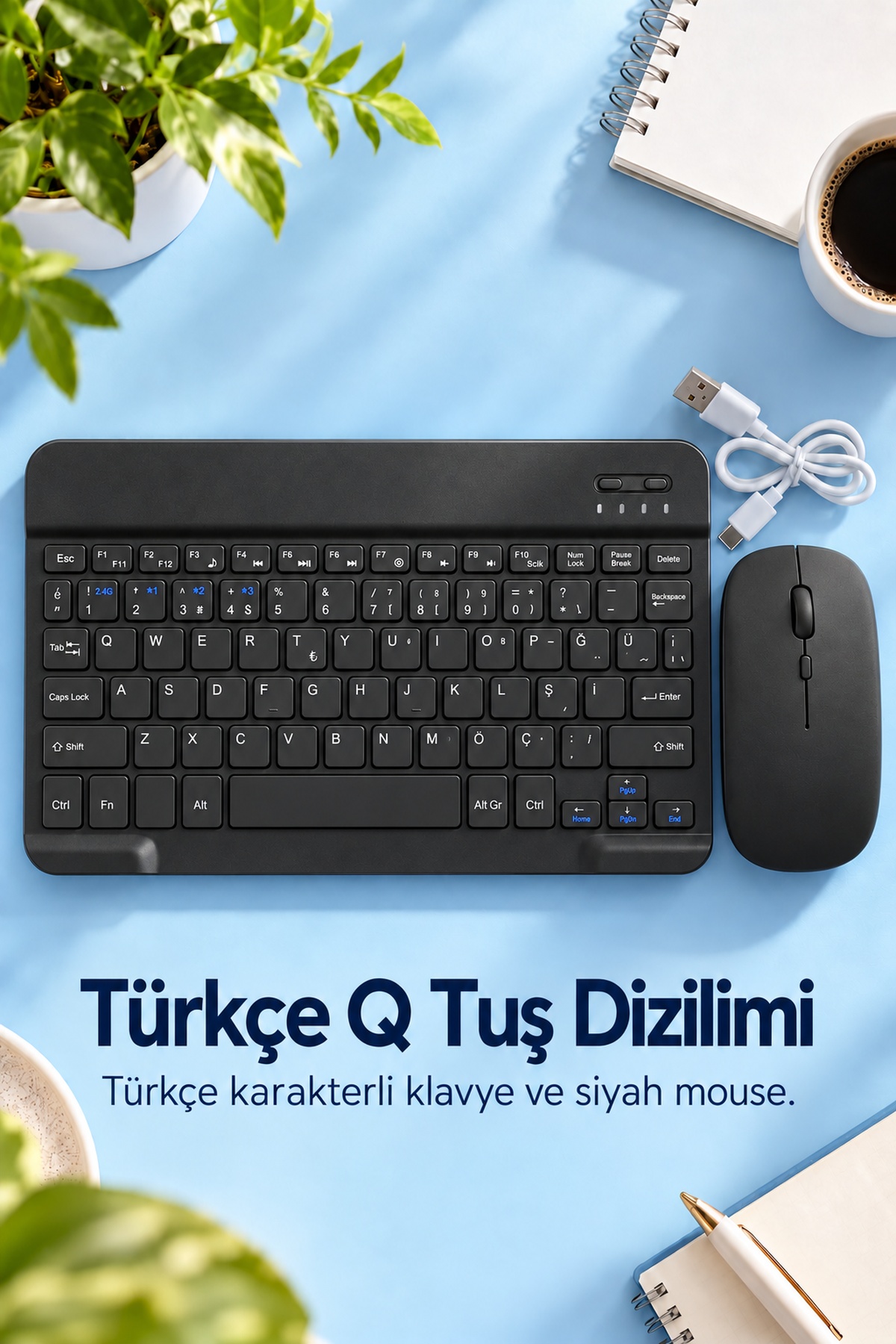 Kablosuz Klavye Mouse Takımı Türkçe Karakterli Tuşlar