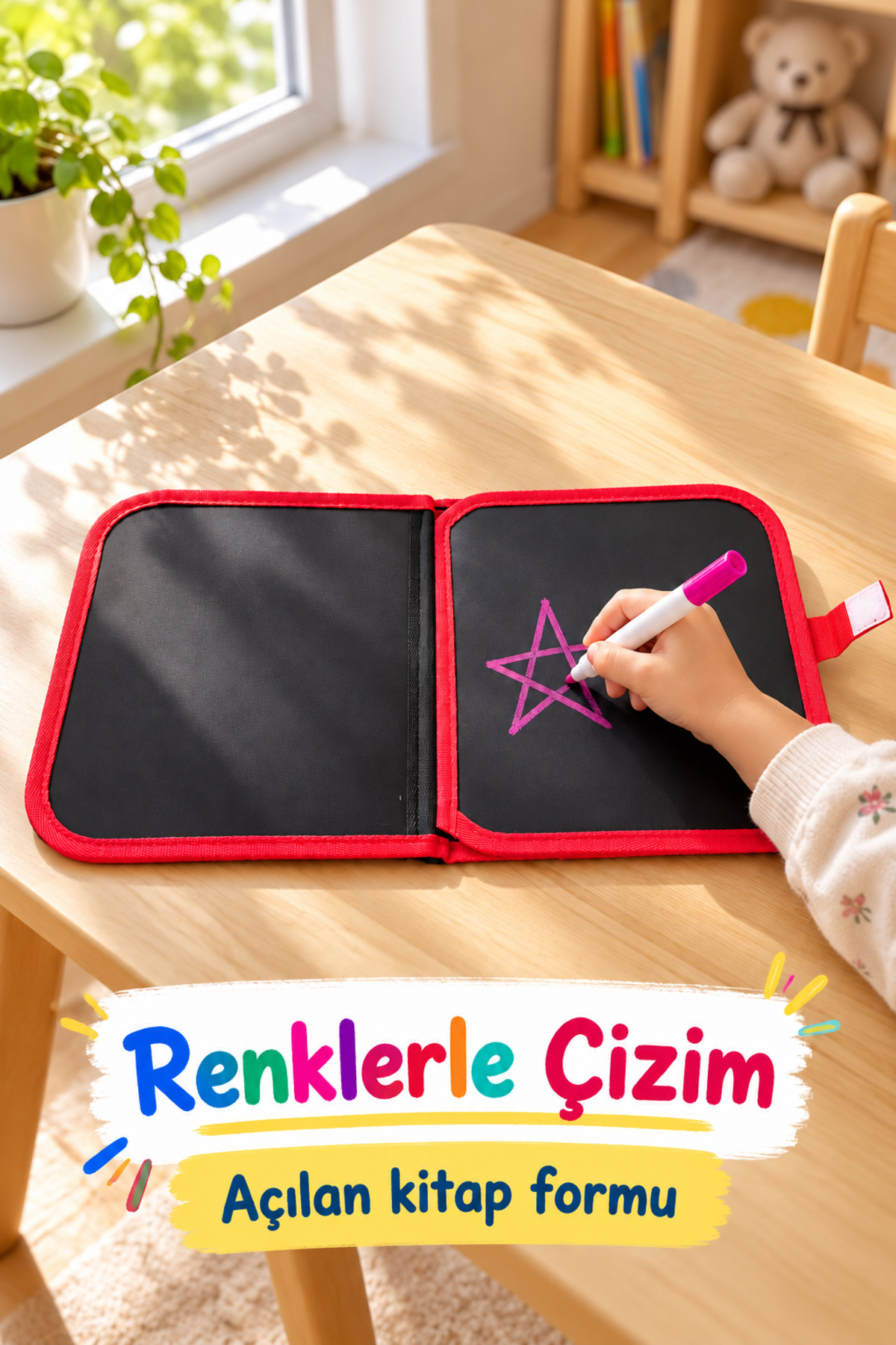 Çizim Kitabı Kumaş Kapatma Şeritli Desenli Kapaklı