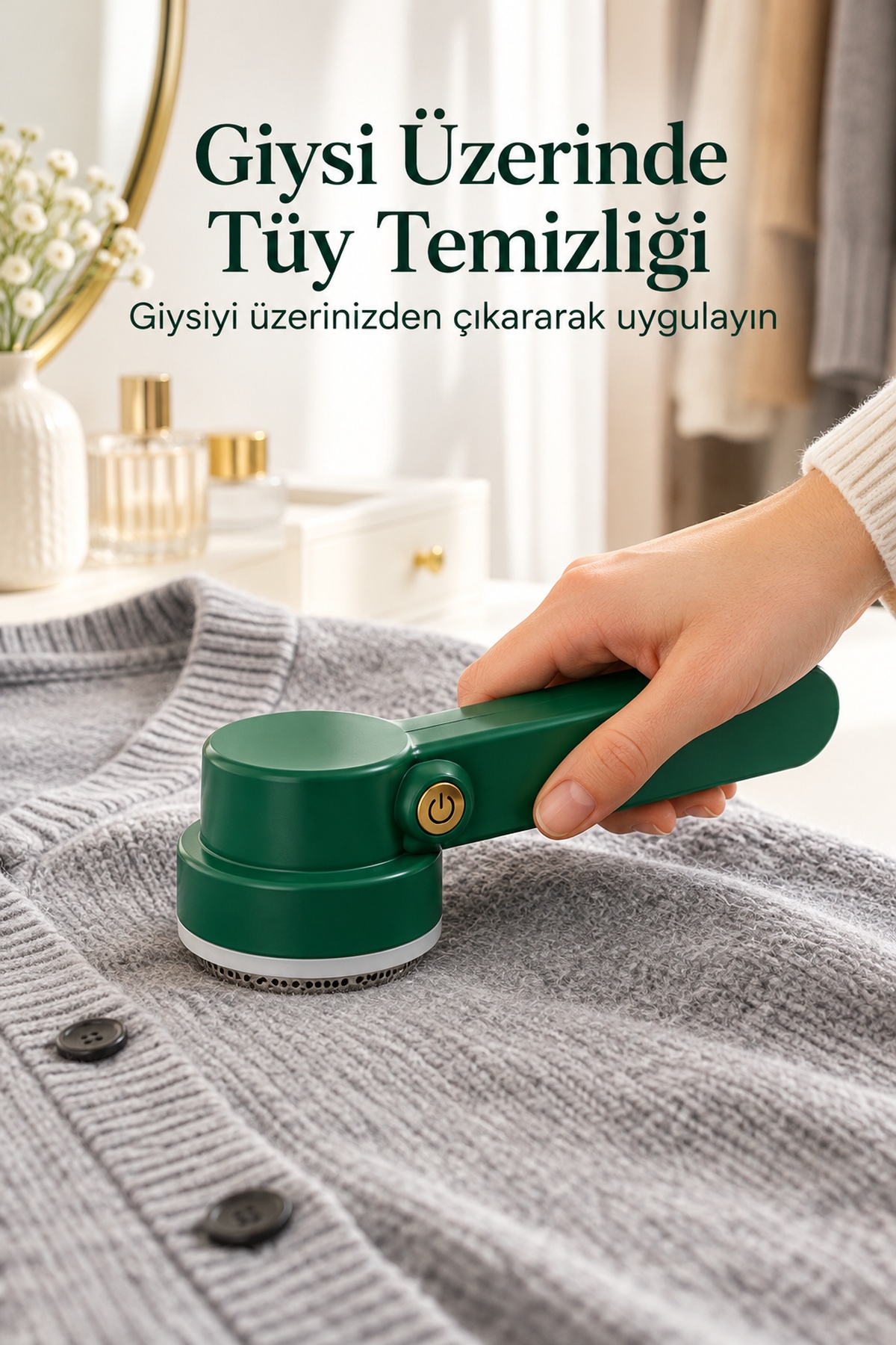 Yeşil Gövdeli Şarjlı Giysi Tüy Temizleme Makinesi