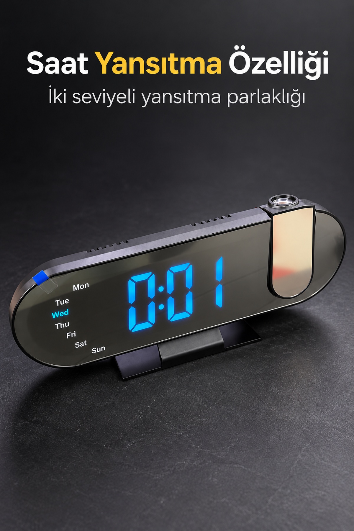 Projeksiyonlu Dijital Saat Ayarlanabilir Yansıtma Parlaklığı ile
