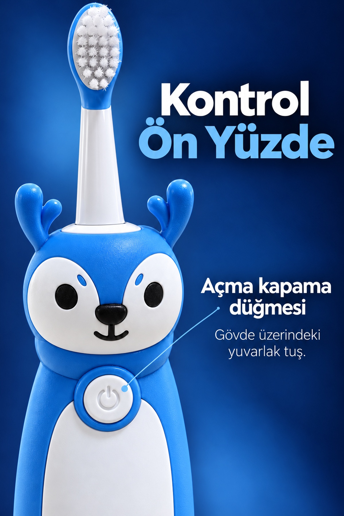 Elektrikli Çocuk Diş Fırçası Mavi Beyaz Figürlü