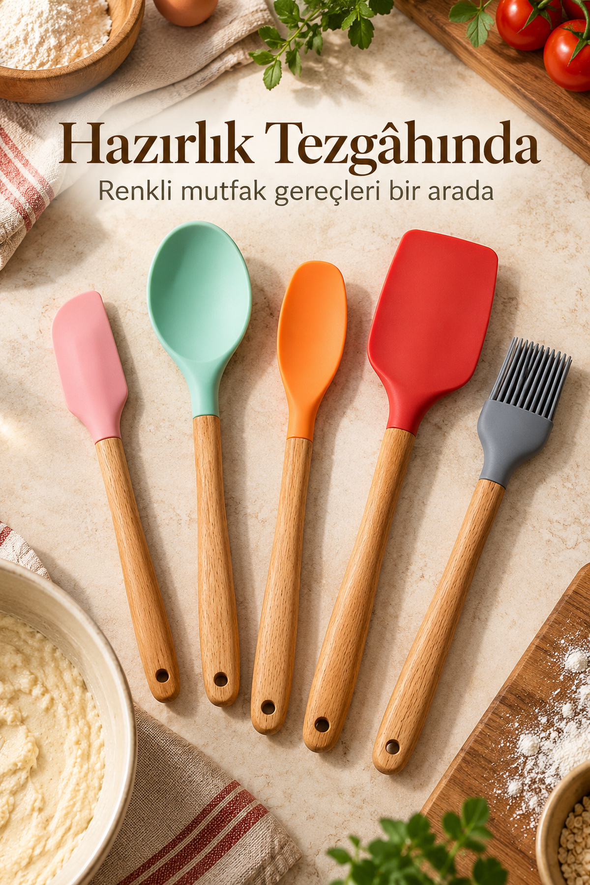 Mutfak Seti Renkli Başlıklı
