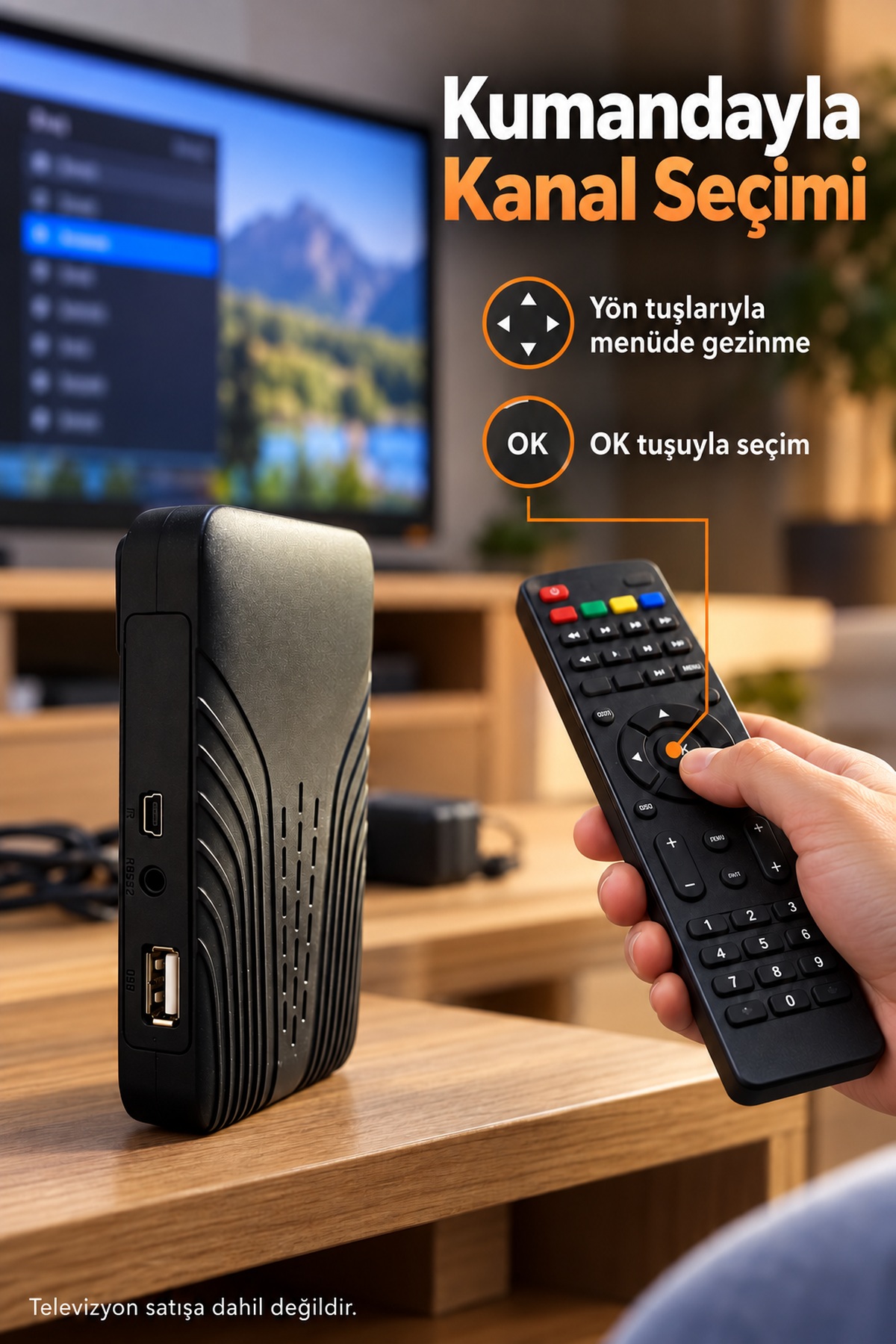 Uzaktan Kumandalı Siyah Gövdeli HD Uydu Alıcısı