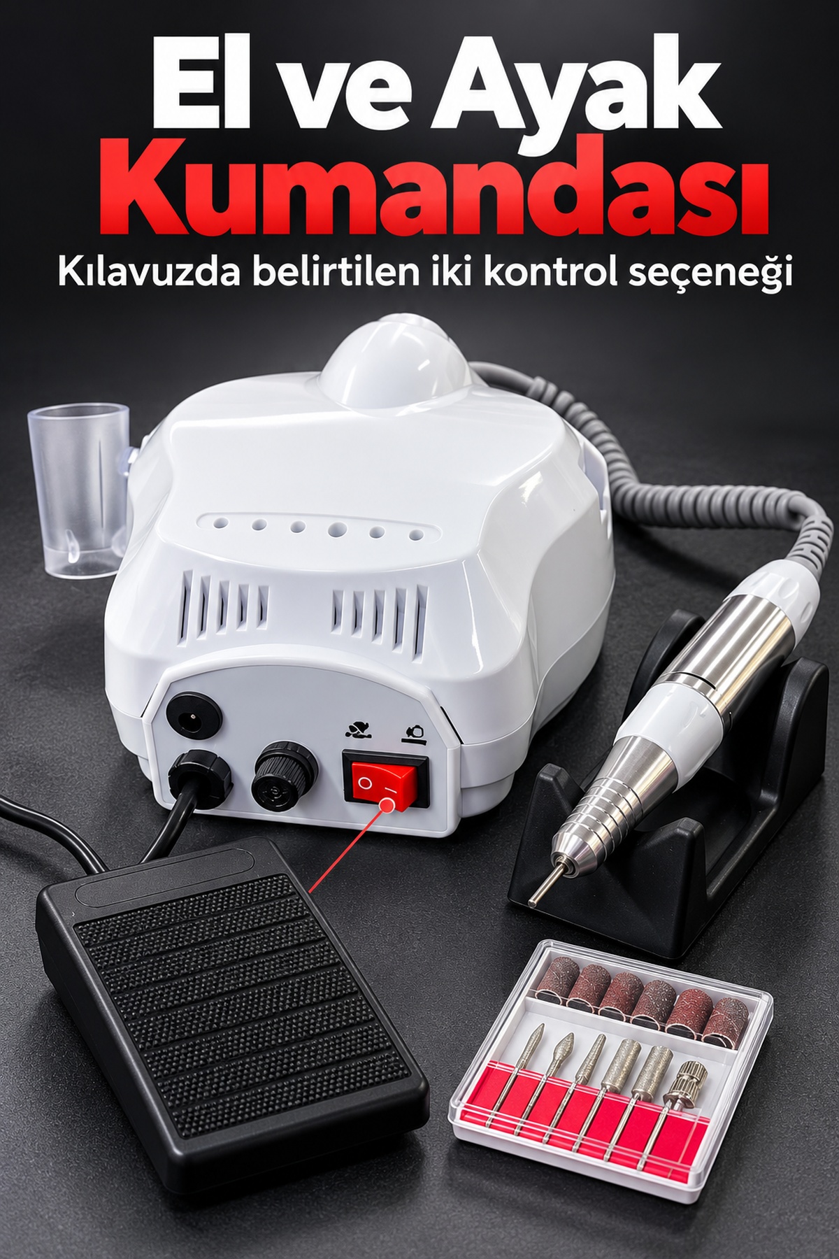 Tırnak Törpü Cihazı Metal Uçlar ve Zımpara Bantlarıyla