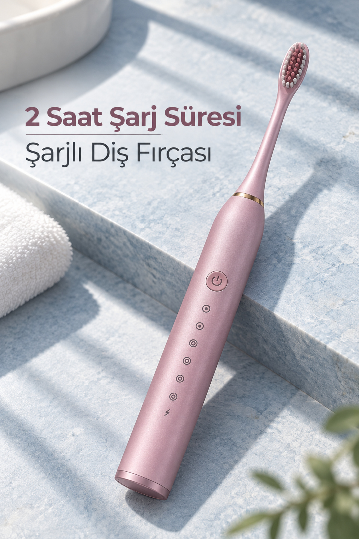 Pembe Elektrikli Diş Fırçası Zamanlayıcılı ve Hafıza Fonksiyonlu