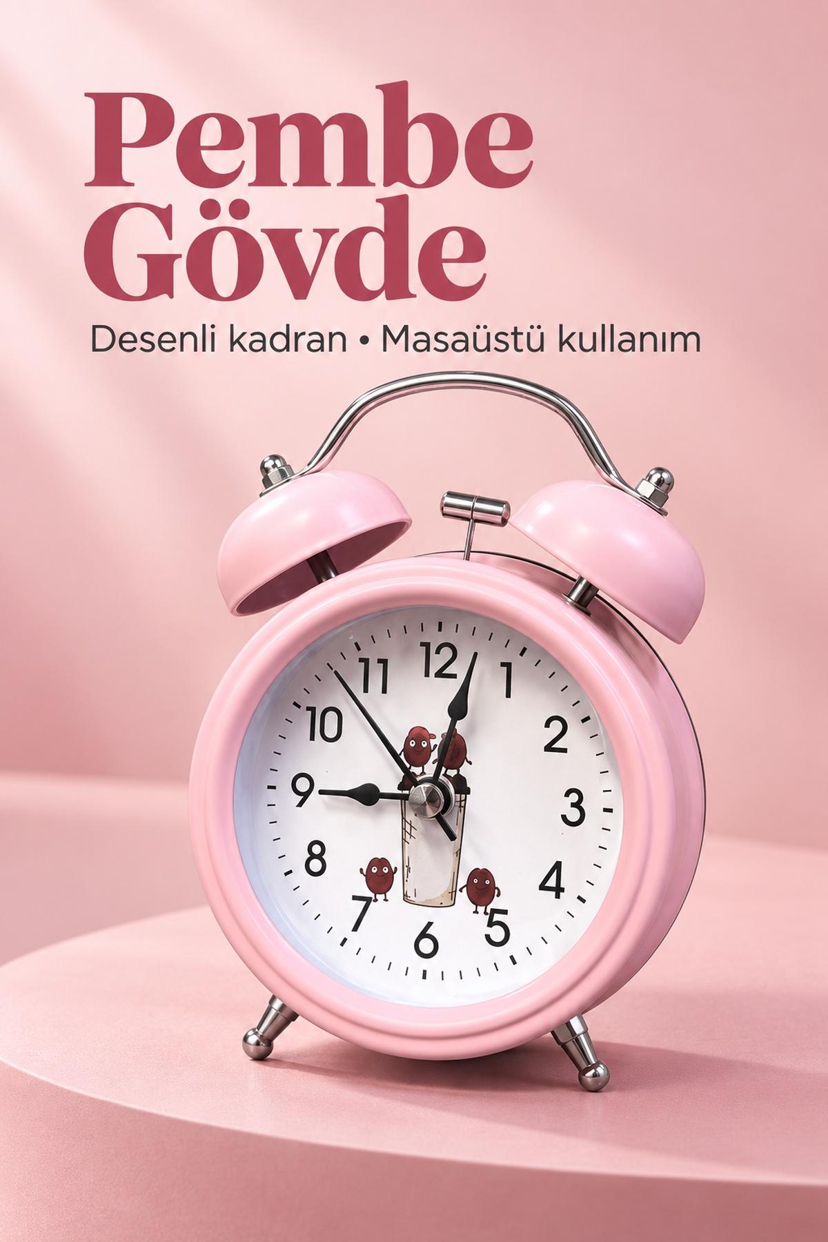 Çift Çanlı Analog Çalar Saat Dekoratif Masa Saati