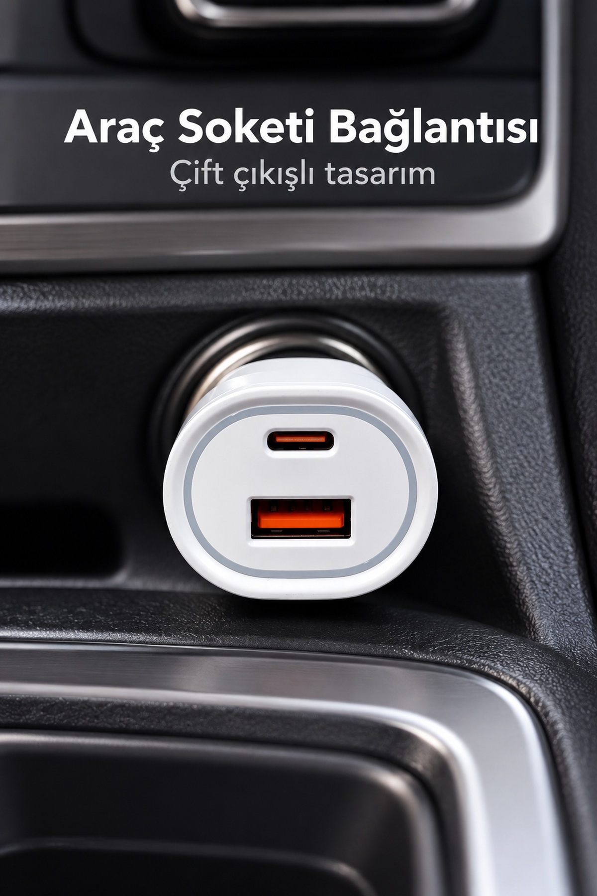 Beyaz Gövdeli Çift Çıkışlı Araç İçi Şarj Aleti