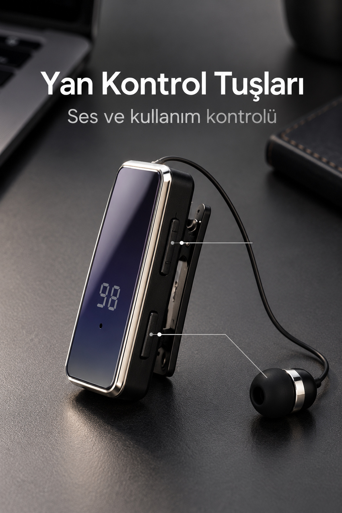 Klipsli Bluetooth Kulaklık Şarj Kablolu ve Yedek Uçlu