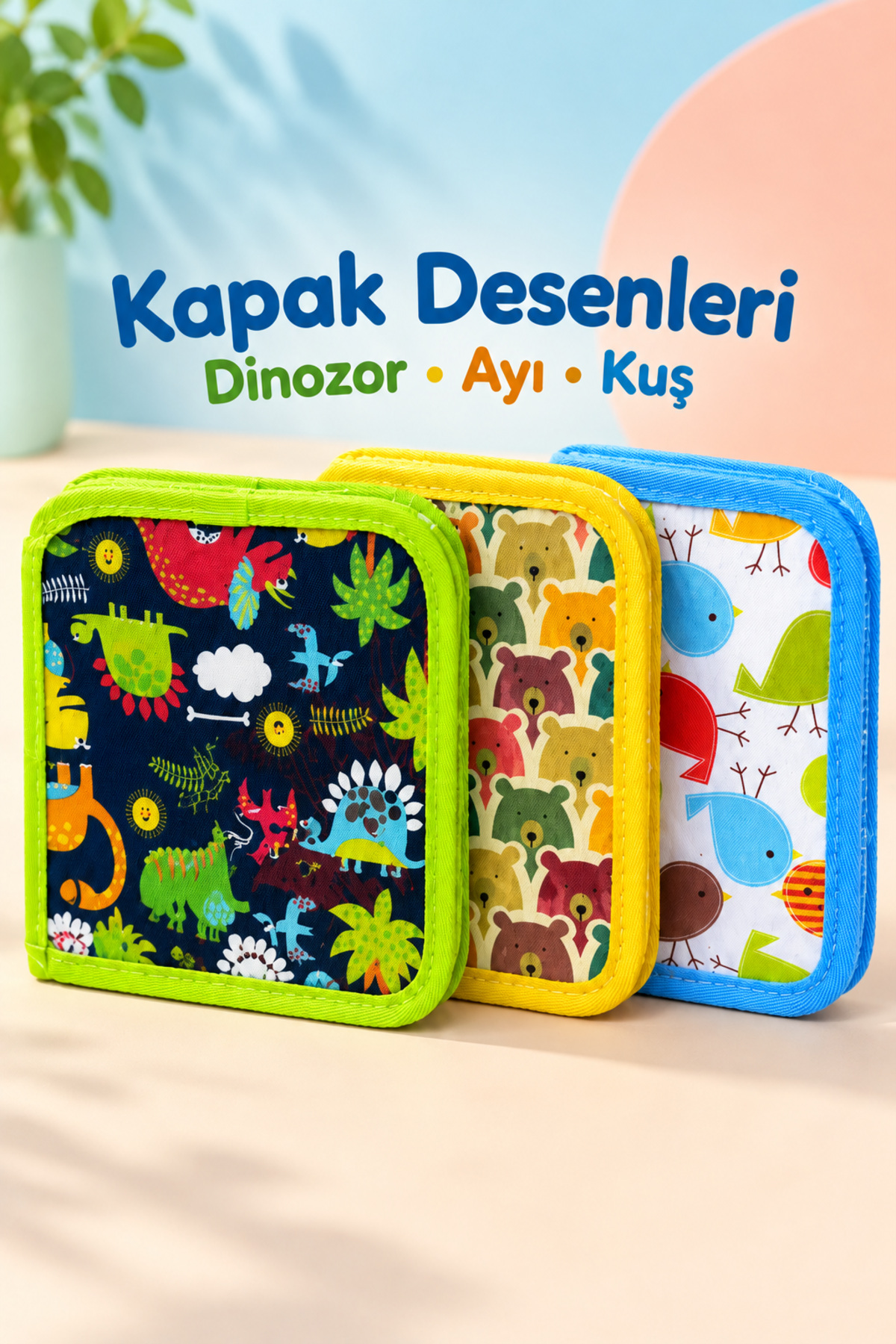 Çizim Kitabı Kumaş Kapatma Şeritli Desenli Kapaklı