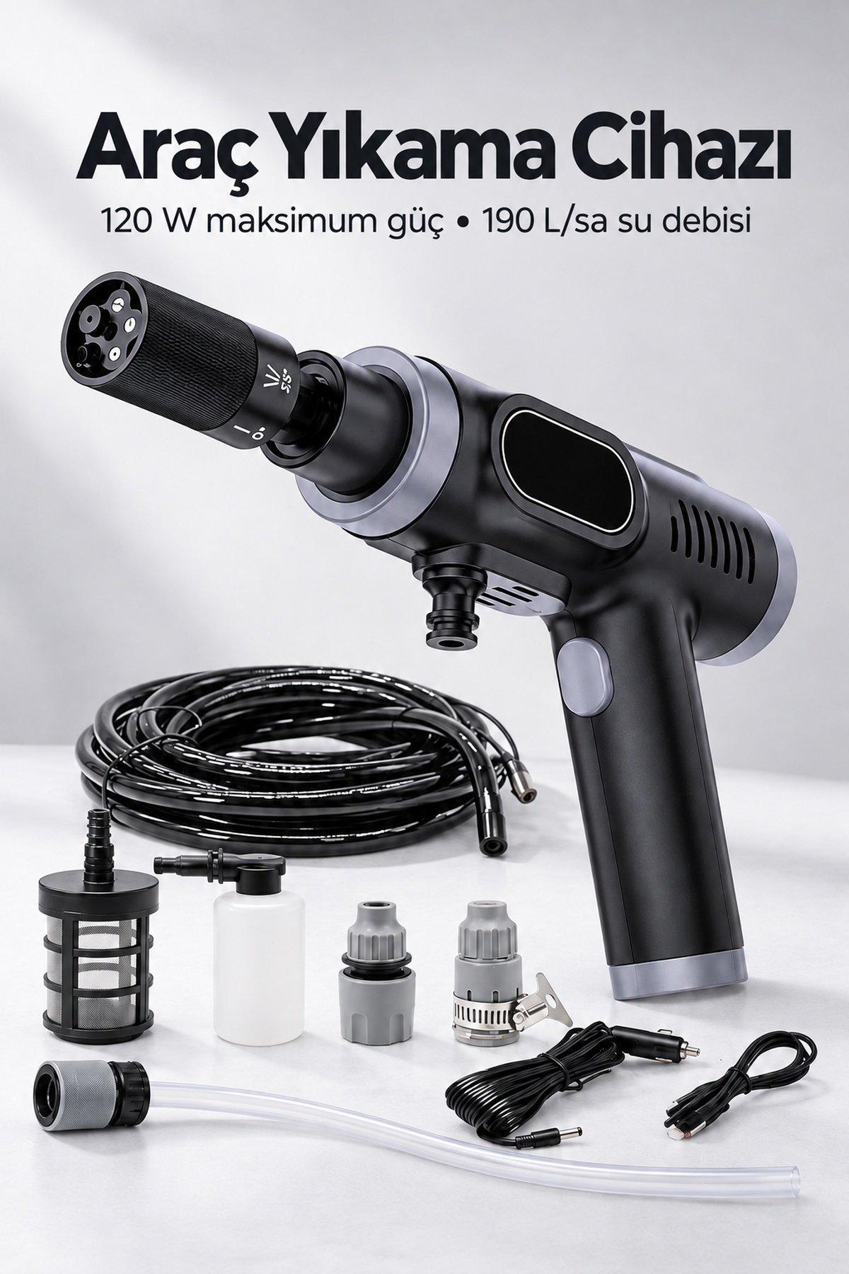Şarjlı Basınçlı Oto Yıkama Makinesi Taşınabilir Çantalı Set