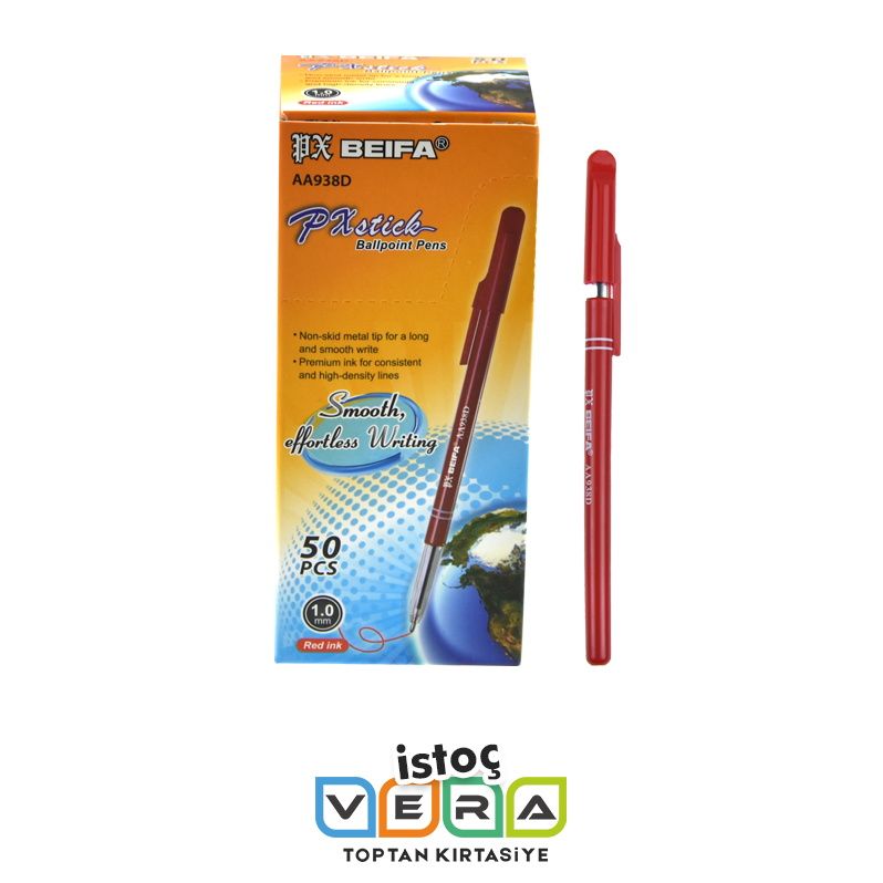 Beifa 1.0mm kırmızı tükenmez kalem