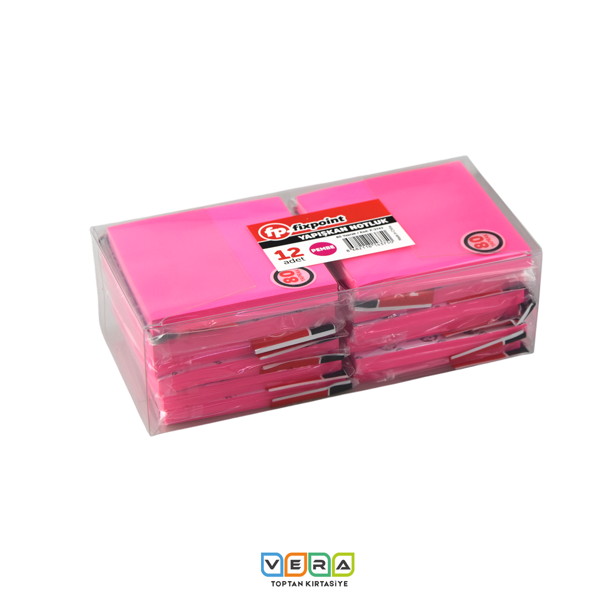 Fixpoint 75x75 Pembe Yapışkanlı Kağıt 12 li Paket