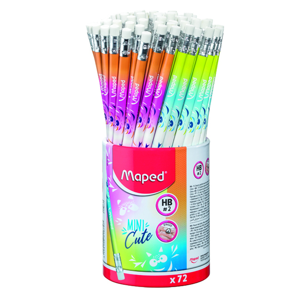 MAPED MINI CUTE SİLGİLİ KURŞUN KALEM HB 72'Lİ KAVANOZ