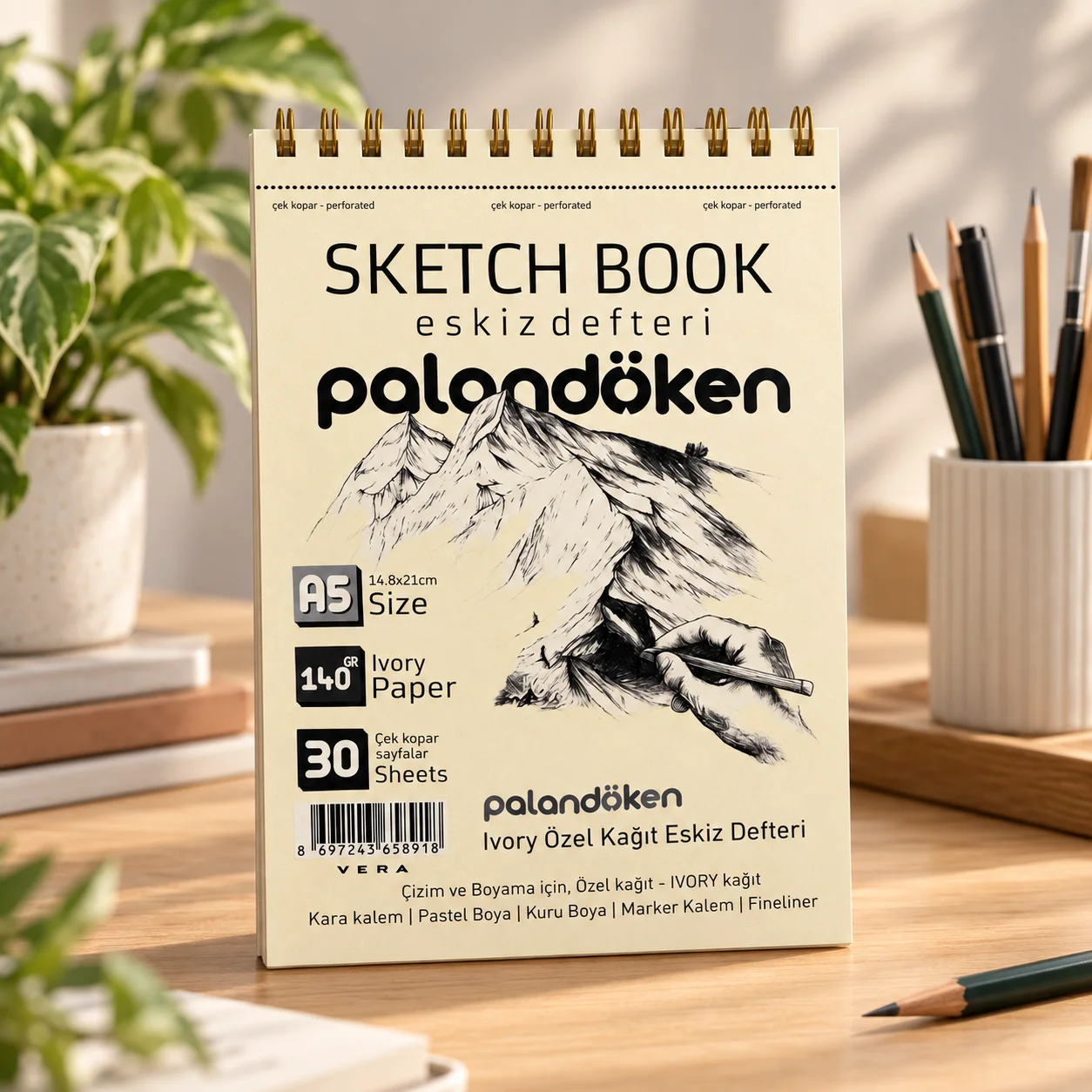 Palandöken A5 Spiralli 140 GR 30 Yp Çek Kopar Eskiz Defteri