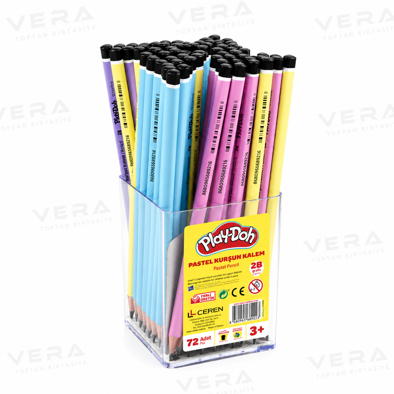 PLAY-DOH PASTEL ÜÇGEN MERCANLI KURŞUN KALEM 4 RENK 72 li