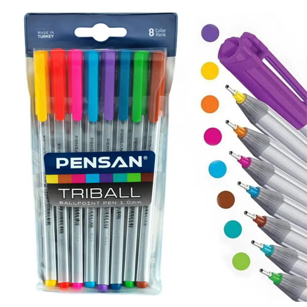 Pensan Triball 8 Renk Tükenmez Kalem Seti