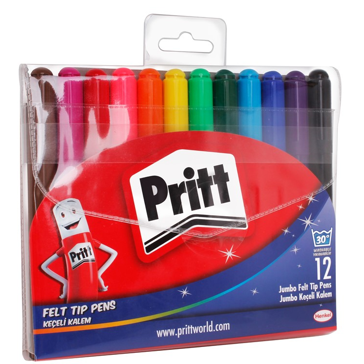 Pritt 12 Renk Jumbo Yuvarlak Uç Keçeli Kalem