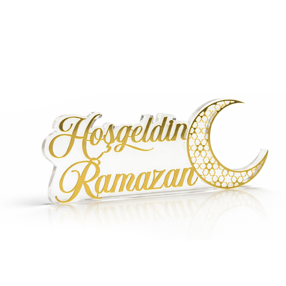 1 cm Pleksi Altın Yaldızlı Hoşgeldin Ramazan Süsü