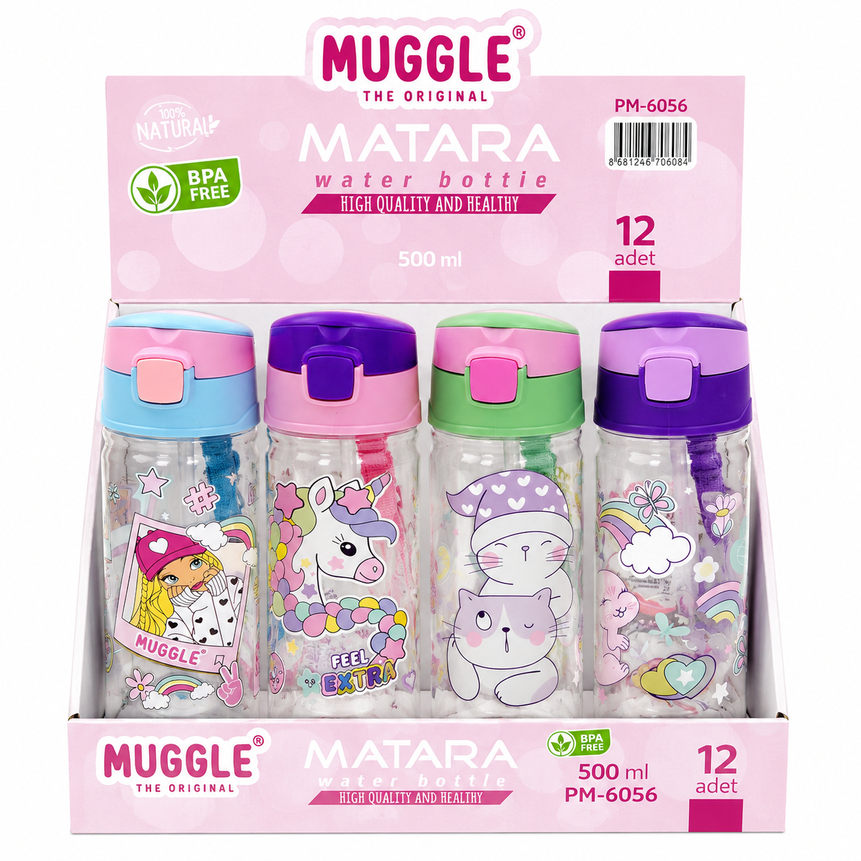 Mikro Muggle 500 ML Pipetli Kız Model Matara