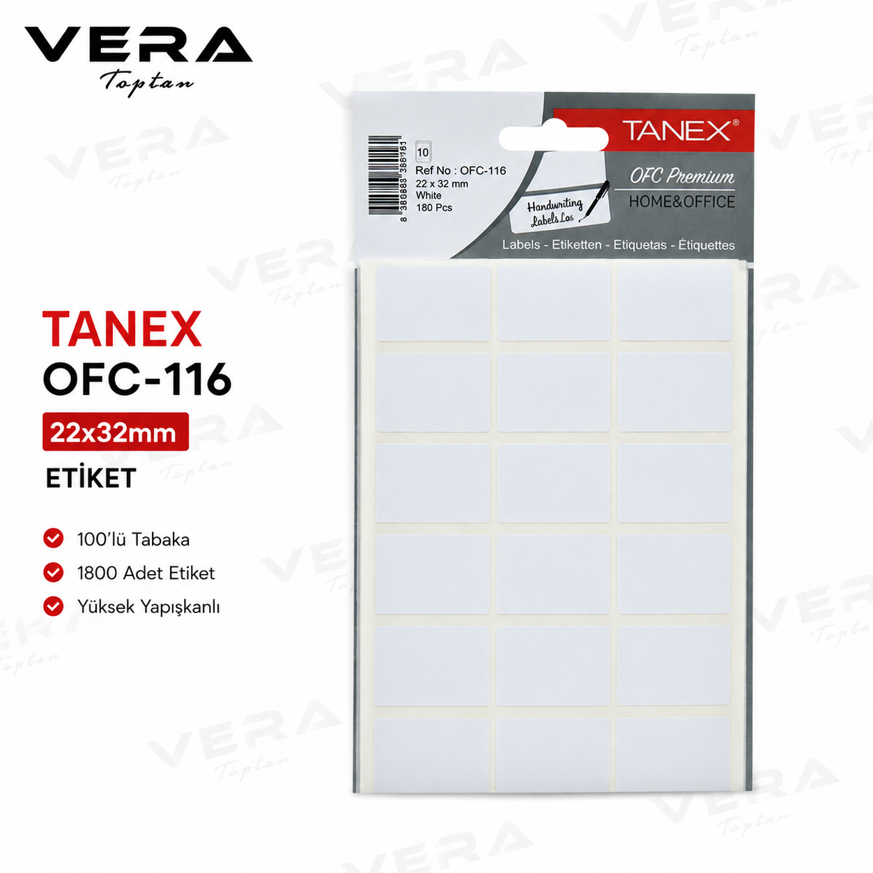 Tanex OFC-116 22X32 mm 100'lü Tabaka Etiket