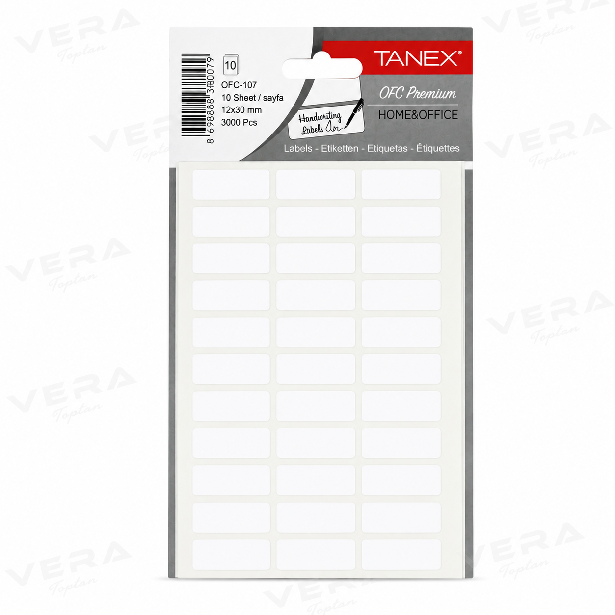 Tanex OFC-107 12x30mm 100'lü Tabaka Etiket
