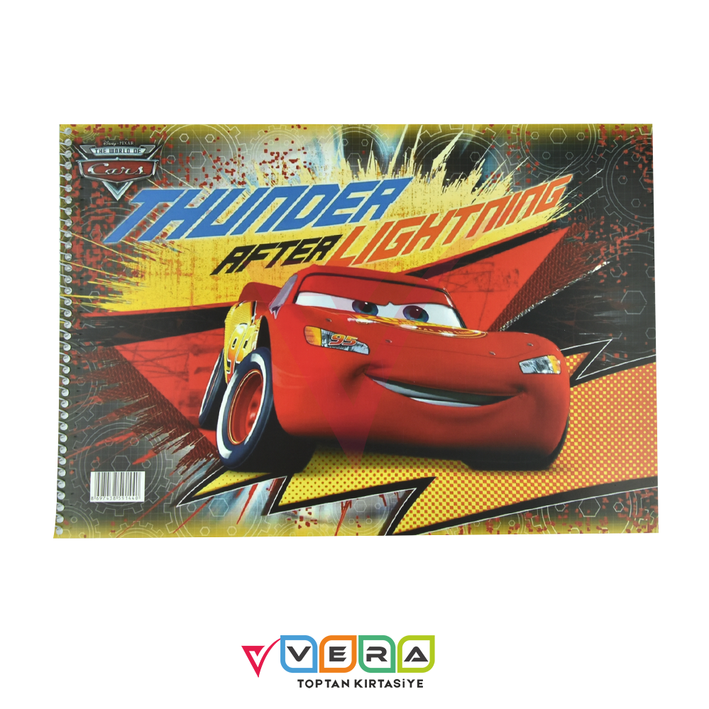 Cars 25x35 15 Yaprak Karton Kapak Resim Defteri