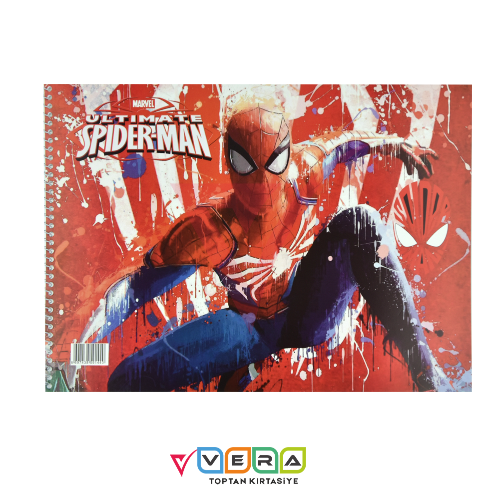 SpiderMan 25x35 15 Yaprak Karton Kapak Resim Defteri